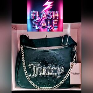 *🖤💎Juicy Couture*🖤💎 BLACK BLING, "STRING OF PEARLS" RHINESTONE SHOULDER BAG